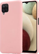 Samsung A12 hoesje - Samsung galaxy A12 hoesje roze siliconen case hoes cover hoesjes