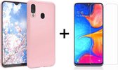 Samsung A20e Hoesje roze - Samsung galaxy A20E hoesje roze siliconen case hoes cover hoesjes - 1x Samsung A20E screenprotector