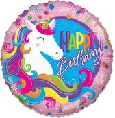 Witbaard Folieballon Birthday Unicorn Meisjes 46 Cm Roze