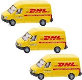 3x stuks siku DHL bezorg busje modelauto 8 cm - Mercedes speelgoed auto/wagen