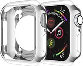 By Qubix Siliconen case 40mm - Zilver - Geschikt voor Apple Watch 40mm hoesje - screenprotector - Bescherming iWatch - Bescherm hoesje