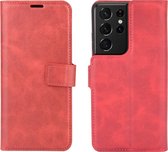 Samsung Galaxy S21 Ultra Hoesje - Mobigear - Wallet Serie - Kunstlederen Bookcase - Rood - Hoesje Geschikt Voor Samsung Galaxy S21 Ultra