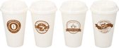 Koffie beker 4 stuks |450ML | Reisbeker | Koffie to go | Coffee | Plastic | Bekers |