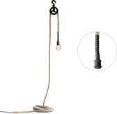 The Lamp Lab Slammer - wandlamp met stekker - 7 meter touwlamp - Small katrol - industriële afwerking met rubber