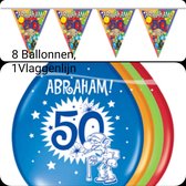 1 maal Vlaggenlijn Abraham & 8 Ballonnen Abraham, Verjaardag, Feest