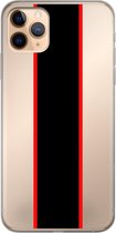 Apple iPhone 11 Pro Max - Smart cover - Transparant - Streep - Zwart - Rood