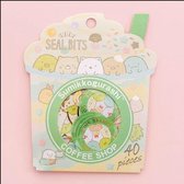 Stickertjes - seal bits| Kawaii - Coffee | 8 soorten stickers in verpakking | 40 stickers