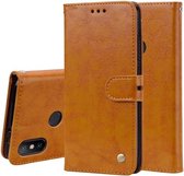 Zakelijke stijl olie wax textuur horizontale flip lederen tas voor Geschikt voor Xiaomi mi 6X / A2, met houder & kaartsleuven & portemonnee (bruin)