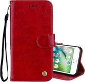 Voor iPhone 8 Plus & 7 Plus Business Style Oil Wax Texture Horizontale Flip lederen tas met houder & kaartsleuven & portemonnee (rood)