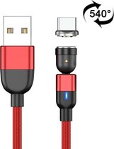 2m 3A-uitgang USB naar USB-C / Type-C 540 graden roterende magnetische gegevenssynchronisatie-oplaadkabel (rood)