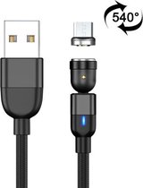 2m 3A-uitgang USB naar micro-USB 540 graden roterende magnetische datasynchronisatie-oplaadkabel (zwart)
