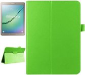 Litchi Texture Horizontale Flip Effen Kleur Smart Leather Case met Twee-vouwbare Houder & Slaap / Wekfunctie voor Galaxy Tab S2 9.7 / T815 (Groen)