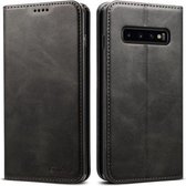 Suteni Calf Texture horizontale flip lederen tas voor Galaxy S10, met houder en kaartsleuven en portemonnee (zwart)