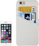 Voor iPhone 6 Litchi Texture Leather Back Cover Case met kaartsleuven en mode-logo (wit)