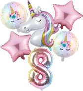 Set van 6 Stuks Unicorn / Eenhoorn ballonnen Verjaardagsfeestje Decoraties ( 8 jaar)