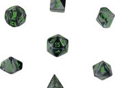Chessex Gemini Black-Grey/green Polydice Dobbelsteen Set (7 stuks)