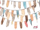 Ibiza Flags - pastelkleurige slinger - goud - 10 meter - stof - handmade - uniek - vlaggetjes van stof - feest slinger pastel - verjaardags slinger - woonslinger pasteltinten - pas