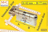 M&C Condor high security deurcilinder met Knop OVAAL 62x77 mm - SKG*** - Politiekeurmerk Veilig Wonen  -  inclusief gereedschap montageset en hangslot kaars