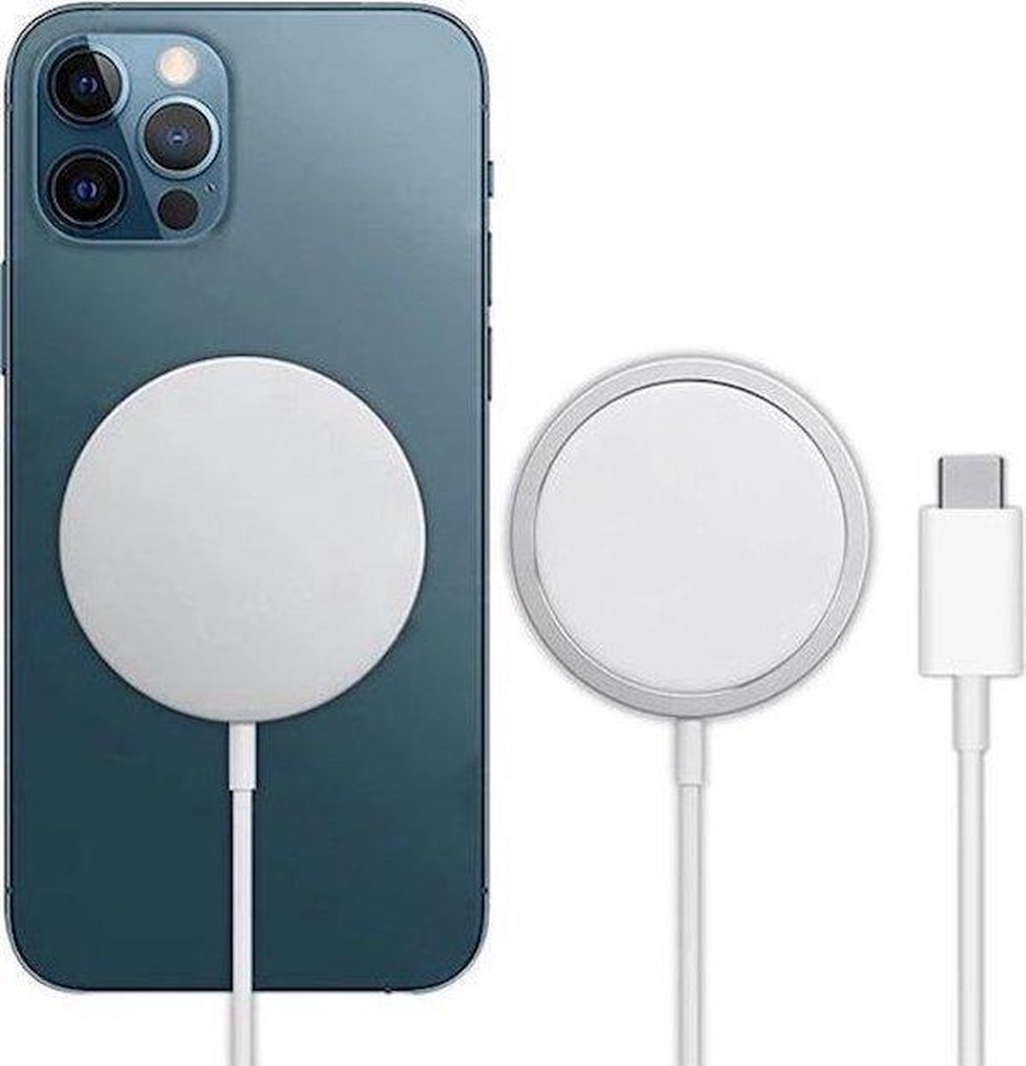 Magsafe Oplader Iphone 12 – Geschikt voor iPhone 12 /Pro/Pro Max – Draadloze Oplader Magnetisch – Wireless Charger – Ook geschikt voor AirPods met Draadloze Oplaadcase – Wit - 15W