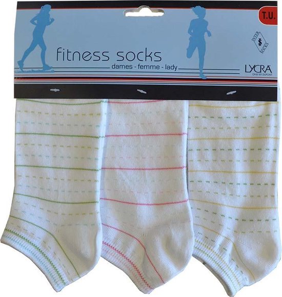 Dames enkelkousen fitness fantasie - 6 paar gekleurde sneaker sokken - 36/41