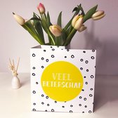 Bloomincard Tulip - Beterschap - bloemen en boeketten - Verse Tulpen met unieke vaas - Brievenbusbloemen - Beterschap wensen met Tulpen en speciale kaart die je om kunt toveren tot vaas