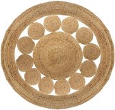 Jute Vloerkleed rond 80cm | Klein Rond Vloerkleed Met Patroon | Klein Vloerkleed