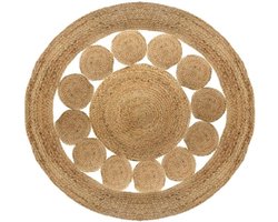 Jute Vloerkleed rond 80cm | Klein Rond Vloerkleed Met Patroon | Klein Vloerkleed