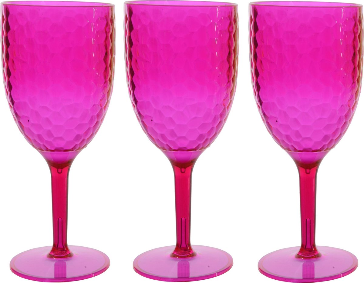 4x stuks Kunststof wijnglazen roze 20 cl - herbruikbaar | bol.com