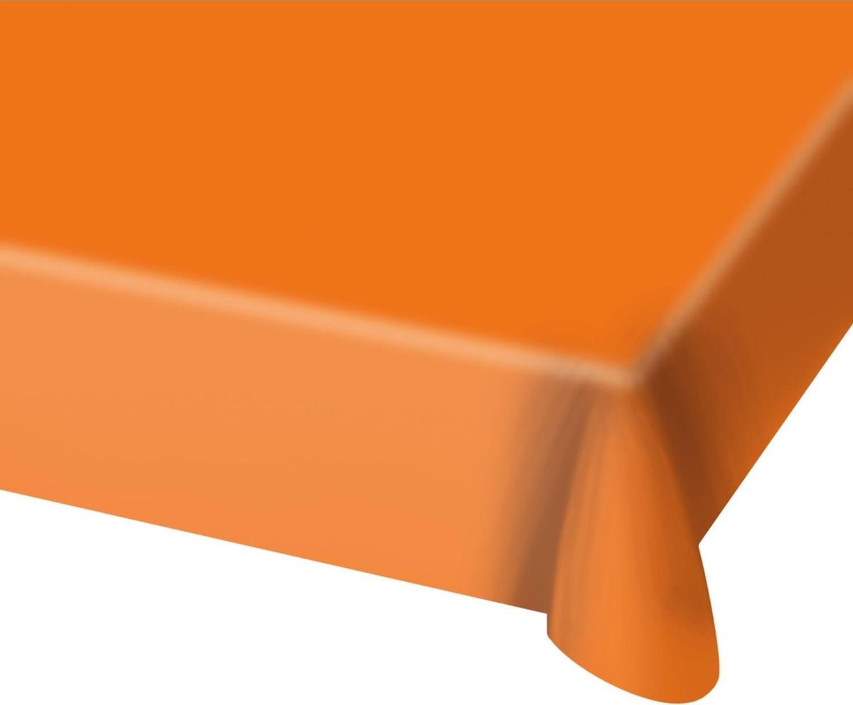 3x stuks tafelkleed van oranje plastic 130 x 180 cm - Tafellakens/tafelkleden voor verjaardag of feestje