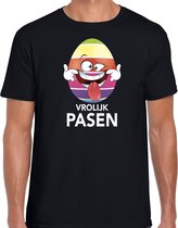Paasei die tong uitsteekt vrolijk Pasen t-shirt / shirt - zwart - heren - Paas kleding / outfit S
