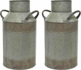 3x stuks melkbus/Vaas van zink 19 x 19 x 36 cm - Opslag bussen of bloemenvaas