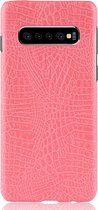 Mobigear Croco Backcover Hoesje - Geschikt voor Samsung Galaxy S10+ - Gsm case - Roze