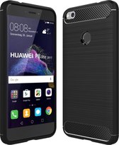 Huawei P8 Lite (2017) Hoesje - Mobigear - Brushed Slim Serie - TPU Backcover - Zwart - Hoesje Geschikt Voor Huawei P8 Lite (2017)