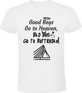 Good boys go to heaven, bad boys go to Rotterdam Heren t-shirt | feyenoord | zuid holland | 010 | haven | Wit