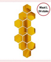 Hexagon plakspiegel - 100x85x50mm - 24 stuks - Wandspiegel zonder boren - Decoratieve goudkleurige plakspiegel