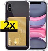 Hoes voor iPhone X / Xs Hoesje Met Pasjeshouder Card Case Transparant - Hoes voor iPhone X / Xs Shock Case Pashouder Transparant - 2 Stuks