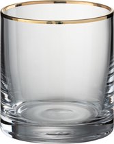 J-line Drinkglas Rand Cilinder Glas Transparant Goud