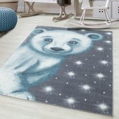 Tapijtenloods Bambi Beer Kinderkamer Vloerkleed Laagpolig Blauw Grijs - 120x170 CM