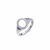 Jewels Inc. - Ring - Chevalière Ovale avec Pierres Zircone - 13mm - Taille 56 - Argent Rhodié 925