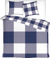 Mistral Home  Dekbedovertrek - 200x200 cm - 100% katoen satijn - 2 kussenslopen - Blauw, wit