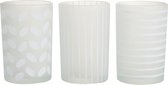 J-Line Windlicht Sarah Glas Wit Large Assortiment Van 3