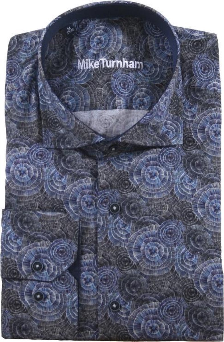 Mike Turnham Lange mouw Overhemd - 5023-1452 Marine (Maat: XXL)