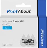 PrintAbout huismerk Inktcartridge 33XL (C13T33624012) Cyaan Hoge capaciteit geschikt voor Epson