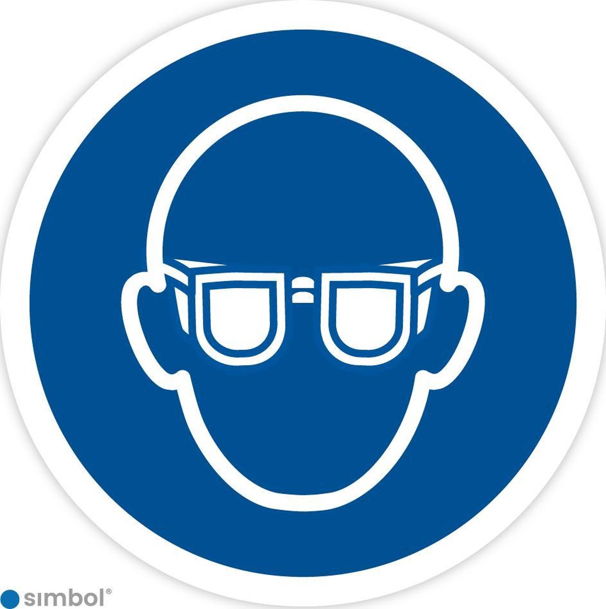 Simbol - Stickers Oogbescherming Verplicht - Veiligheidsbril Verplicht - (M004) - Duurzame Kwaliteit - Formaat ø 10 cm.