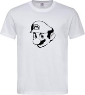 Wit T shirt met Zwarte "Mario" print size S ( Unisex )
