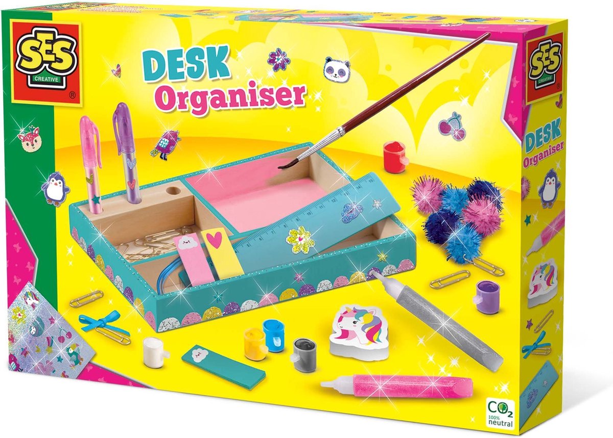 SES Creative Bureau-organizer knutselen: houten DIY-set met verf