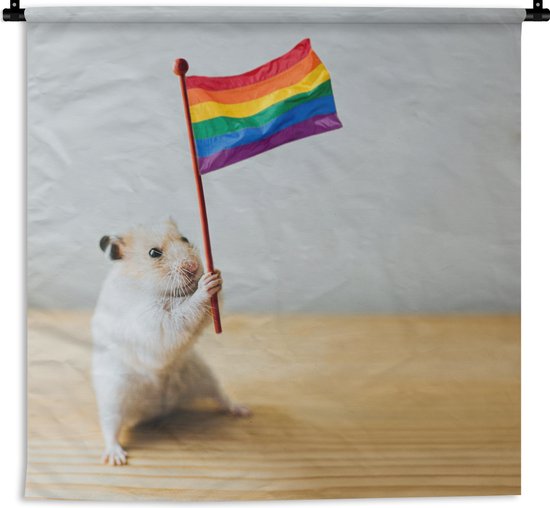 Tapestry Pride - Hamster avec un drapeau arc-en-ciel Tapisserie