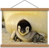 Schoolplaat – Kleine Pinguïn in de Sneeuw - 40x30cm Foto op Textielposter (Wanddecoratie op Schoolplaat)