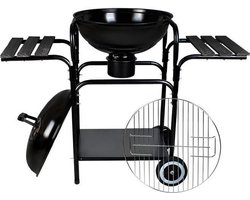 EASTWALL Charcoal Grill barbecue - BBQ met zijtafel - Mobiele houtskool barbecue - Ø 46.5 cm - RVS - Zwart