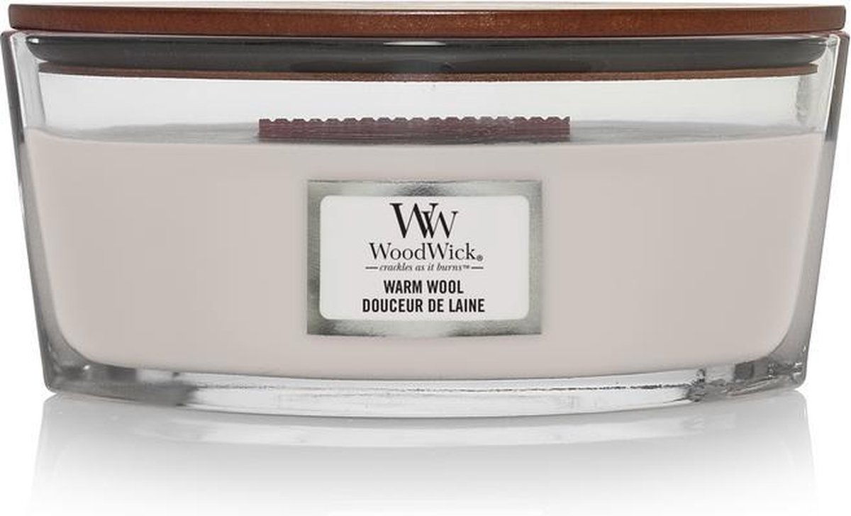 WoodWick Heartwick Flame Ellipse Geurkaars - Warm Wool - Woodwick